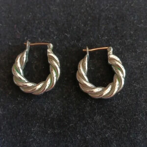 Silver tone Twisted hoop earrings